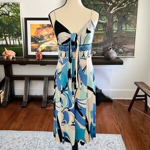 Emilio Pucci Blue and Black Abstract Midi Dress